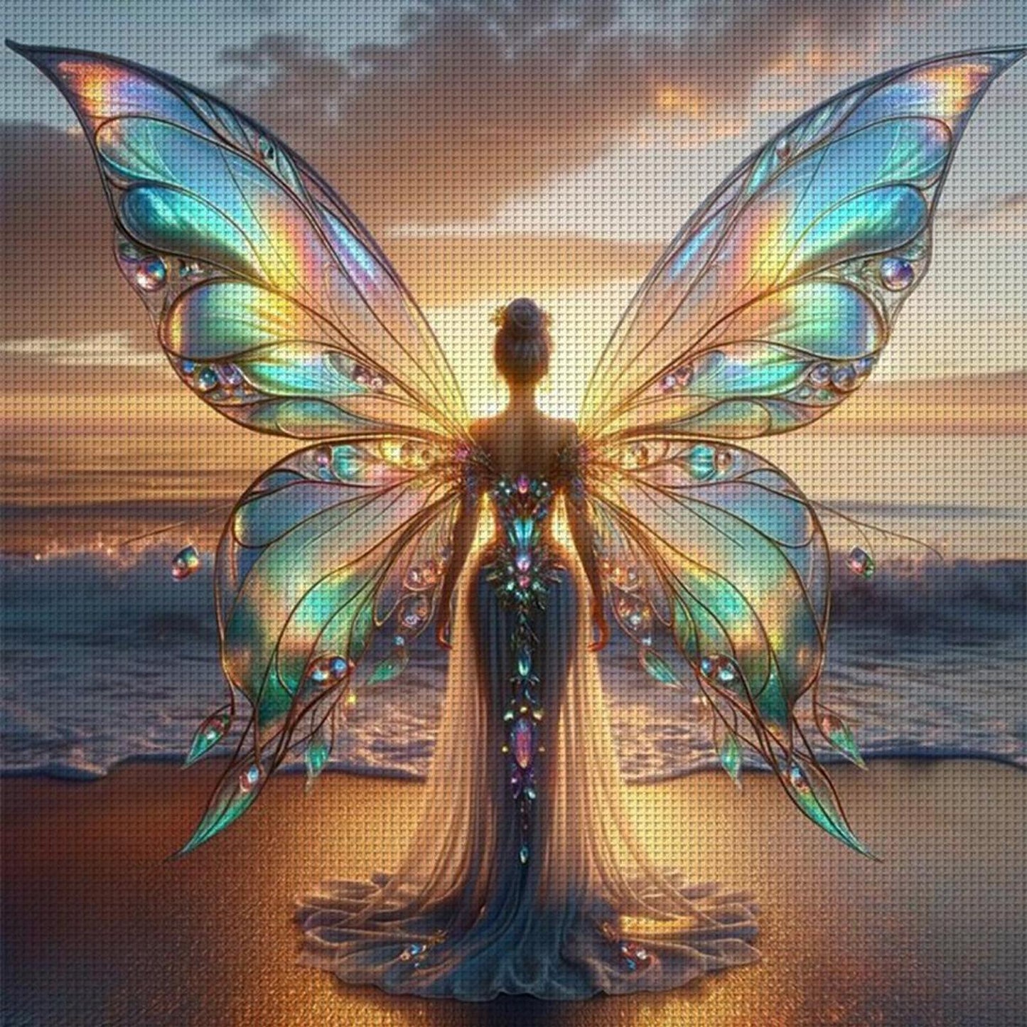 Butterfly Fairy - Full 11CT Stamped Cross Stitch 40x40CM - Yishu