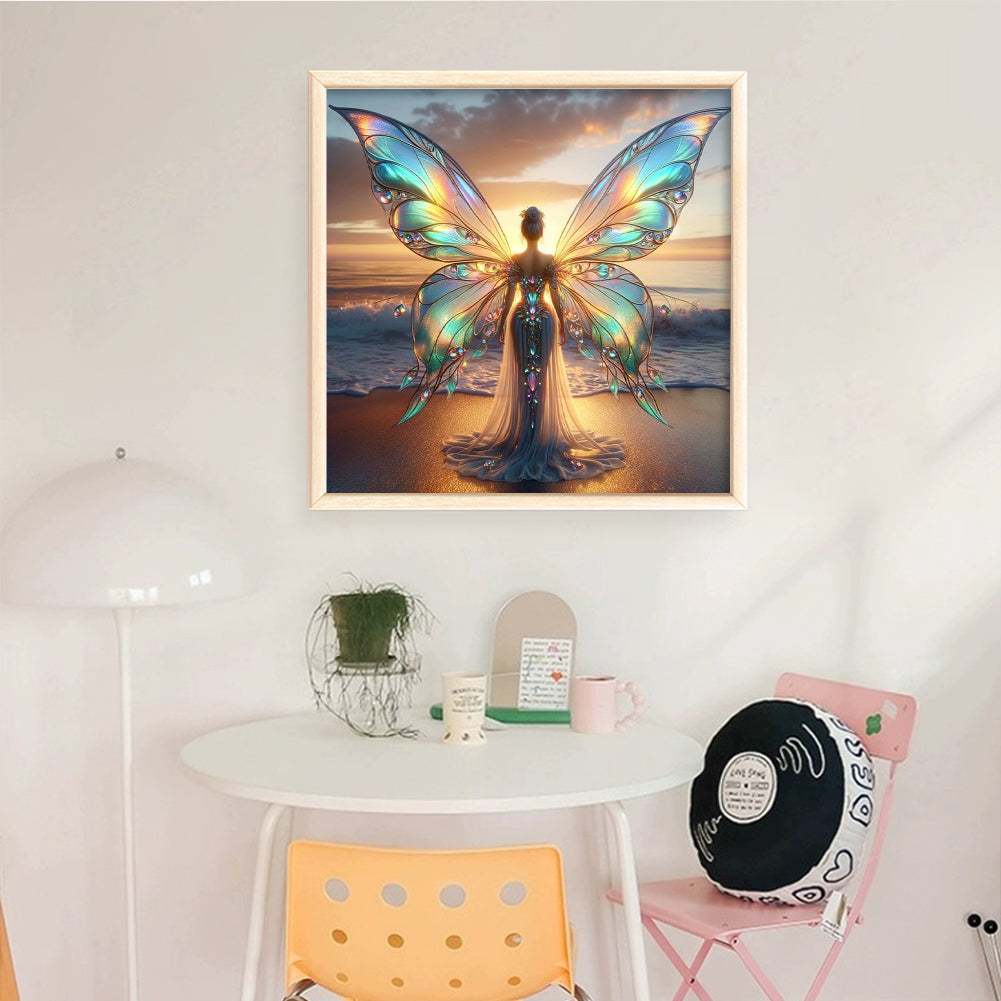 Butterfly Fairy - Full 11CT Stamped Cross Stitch 40x40CM - Yishu