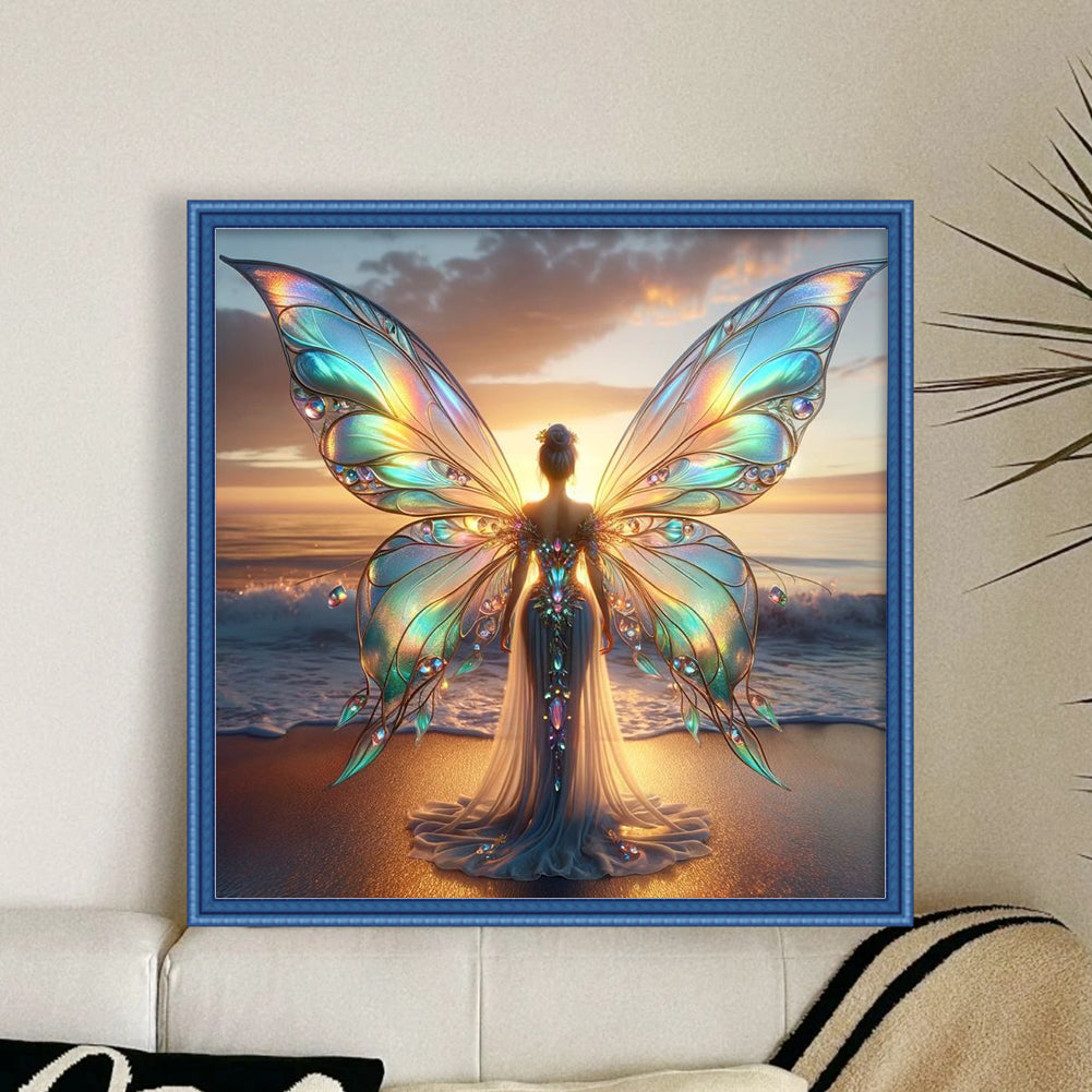 Butterfly Fairy - Full 11CT Stamped Cross Stitch 40x40CM - Yishu