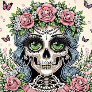 Wan Halloween Skeleton Beauty 40*40CM(Canvas) Partial Special Shaped Drill Diamond Painting