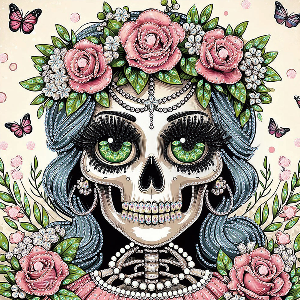 Wan Halloween Skeleton Beauty 40*40CM(Canvas) Partial Special Shaped Drill Diamond Painting