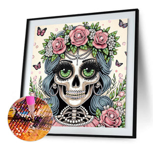 Wan Halloween Skeleton Beauty 40*40CM(Canvas) Partial Special Shaped Drill Diamond Painting