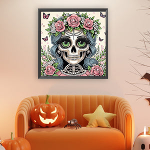 Wan Halloween Skeleton Beauty 40*40CM(Canvas) Partial Special Shaped Drill Diamond Painting