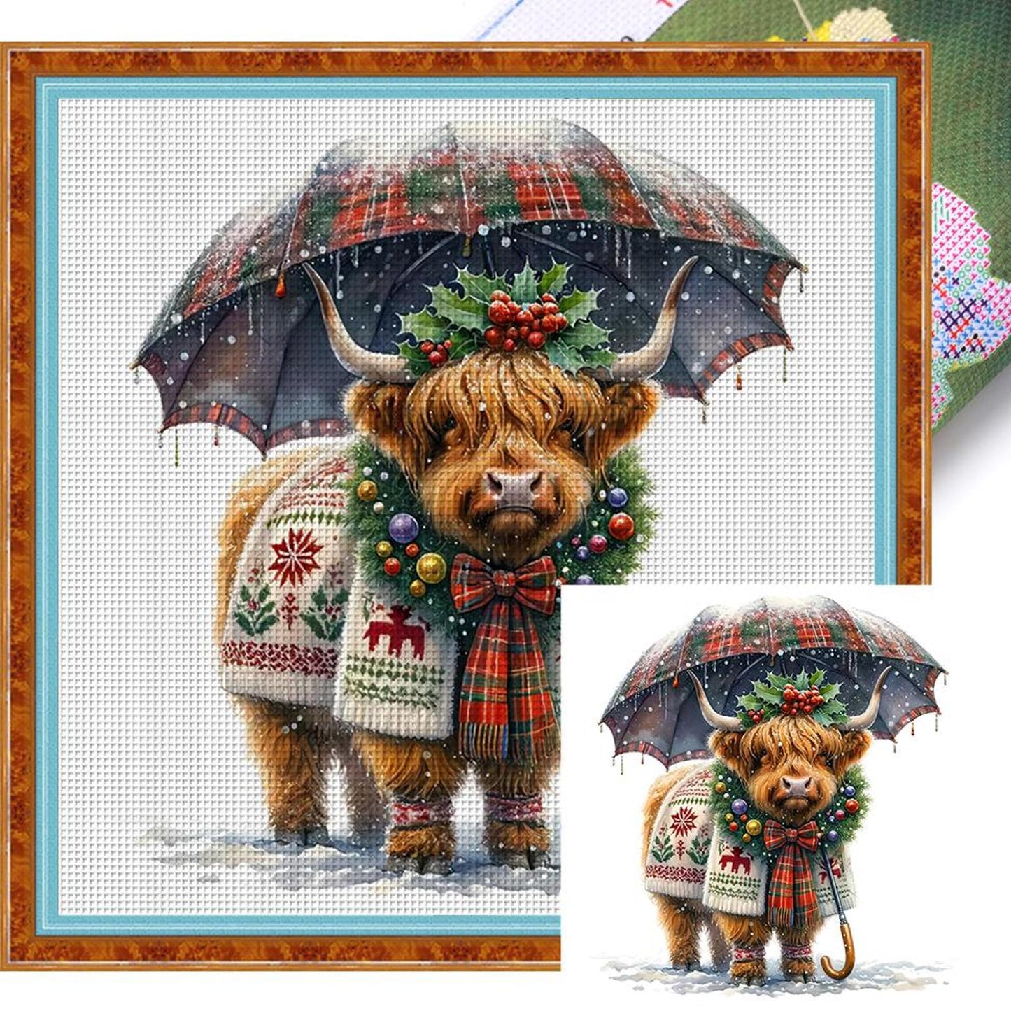 Highland Yak - Full 11CT Stamped Cross Stitch 40x40CM - Huacan