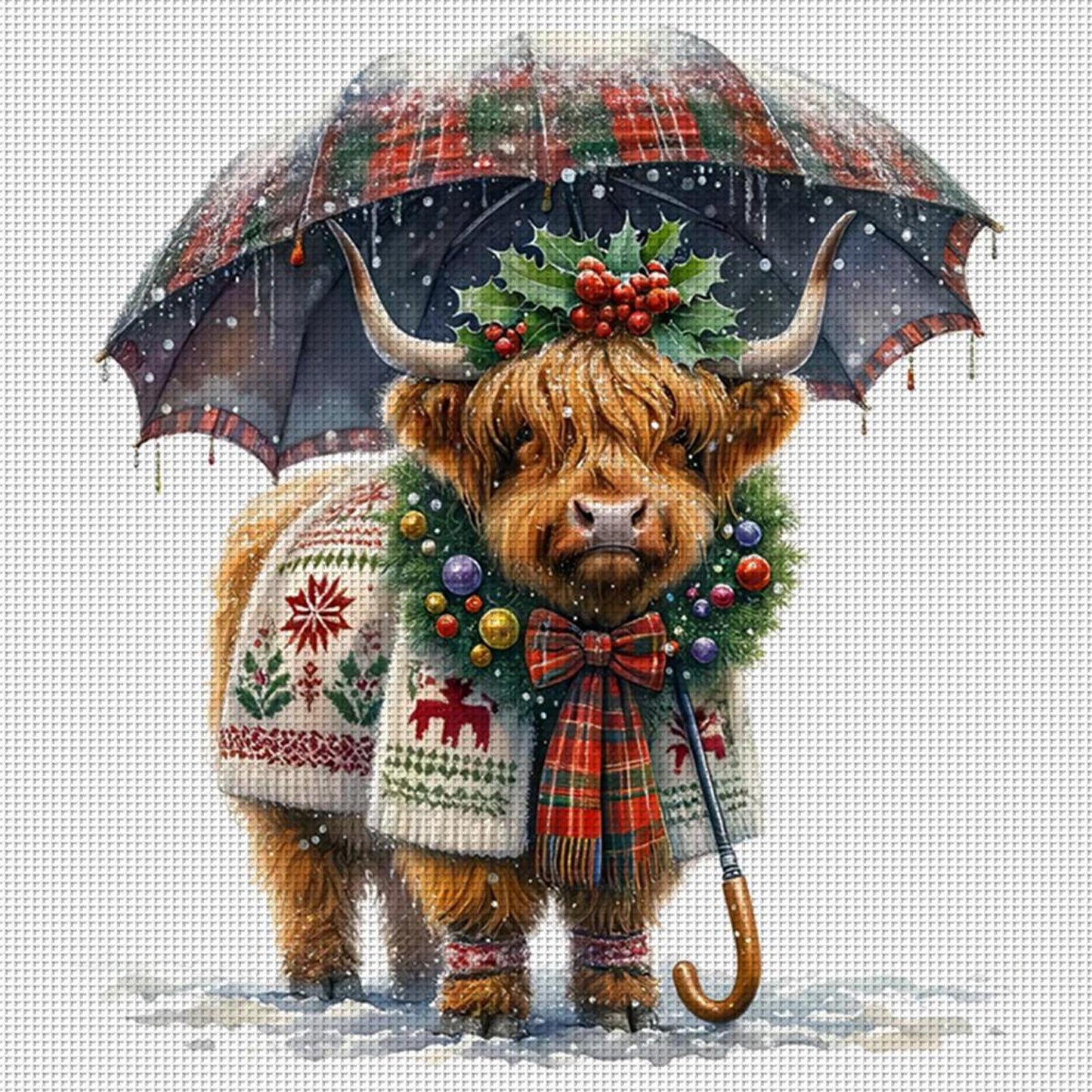 Highland Yak - Full 11CT Stamped Cross Stitch 40x40CM - Huacan