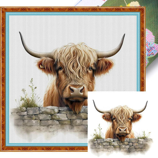 Highland Yak - Full 11CT Stamped Cross Stitch 40x40CM - Huacan