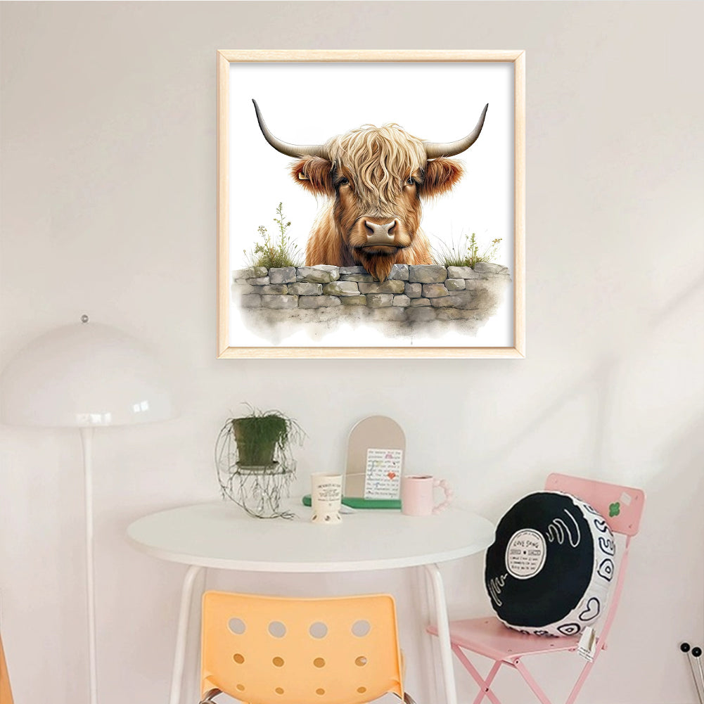 Highland Yak - Full 11CT Stamped Cross Stitch 40x40CM - Huacan