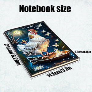 Cute Animal 5D Diamond Painting Notebook Diamond Art Diary Book (White Rooster)