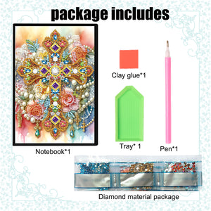 Flower Cross 5D Diamond Painting Notebook Diamond Art Diary Book (Cross A)