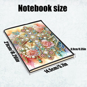 Flower Cross 5D Diamond Painting Notebook Diamond Art Diary Book (Cross A)