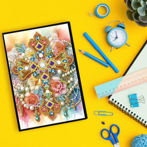 Flower Cross 5D Diamond Painting Notebook Diamond Art Diary Book (Cross A)