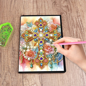 Flower Cross 5D Diamond Painting Notebook Diamond Art Diary Book (Cross A)