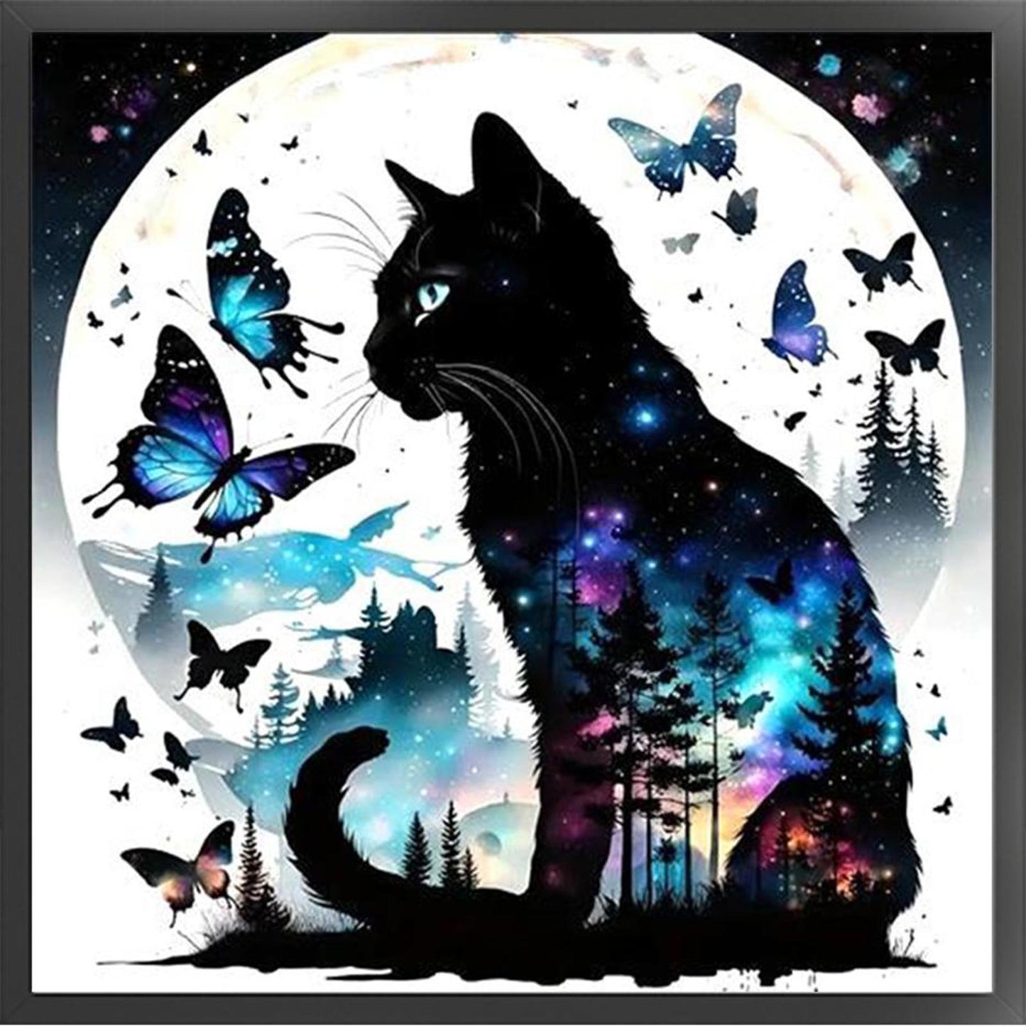 Cat And Butterfly - Full 11CT Stamped Cross Stitch 40x40CM - Huacan