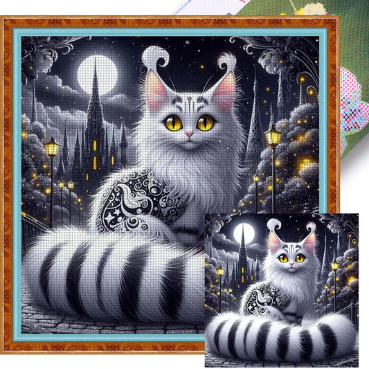 Cat - Full 11CT Stamped Cross Stitch 50x50CM - Huacan