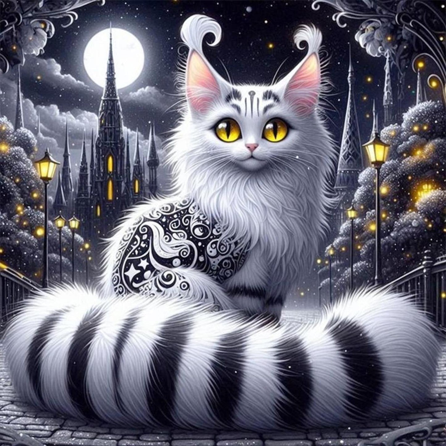Cat - Full 11CT Stamped Cross Stitch 50x50CM - Huacan