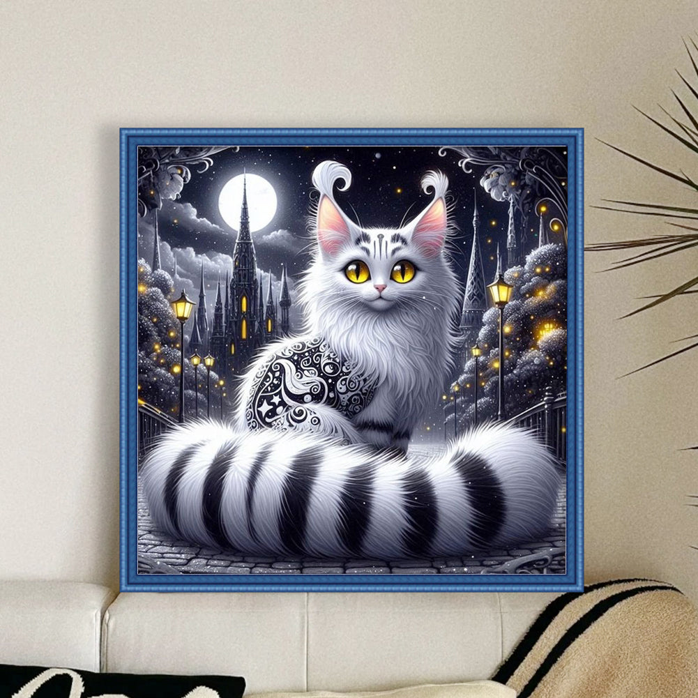 Cat - Full 11CT Stamped Cross Stitch 50x50CM - Huacan