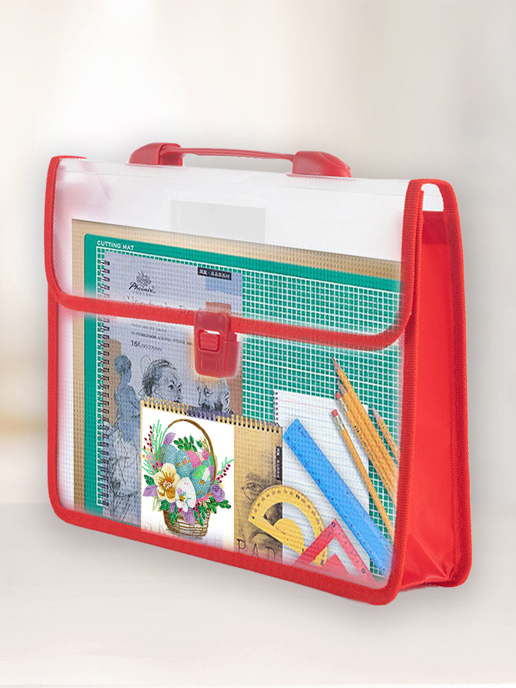 Cross Stitch Art Portfolio Bag Waterproof Storage Folder for Poster (Red)