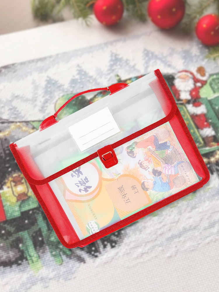 Cross Stitch Art Portfolio Bag Waterproof Storage Folder for Poster (Red)