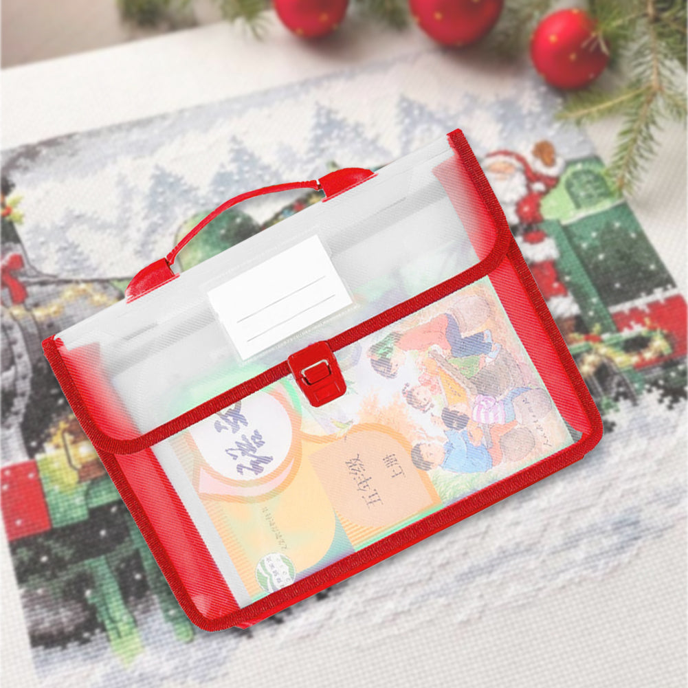 Cross Stitch Art Portfolio Bag Waterproof Storage Folder for Poster (Red)