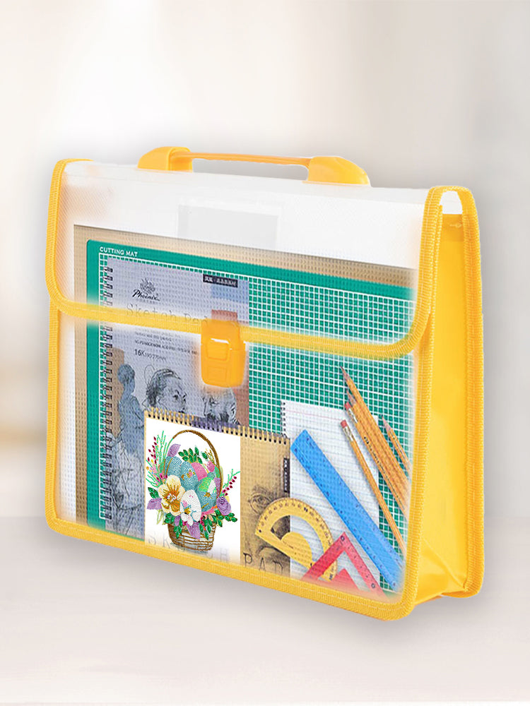 Cross Stitch Art Portfolio Bag Waterproof Storage Folder for Poster (Yellow)