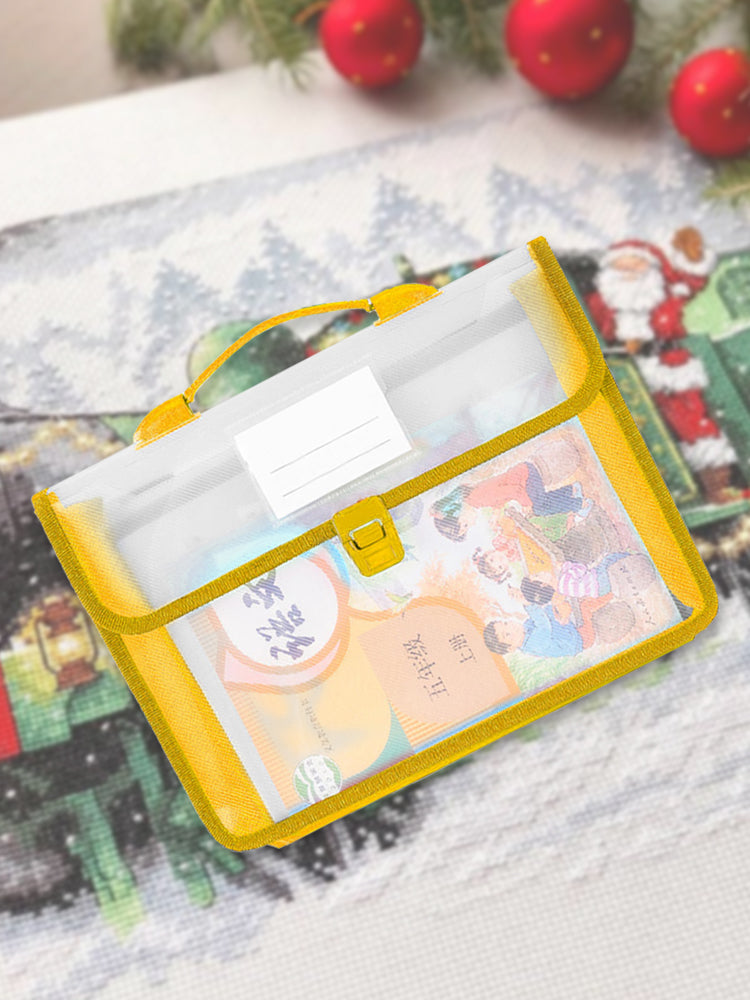 Cross Stitch Art Portfolio Bag Waterproof Storage Folder for Poster (Yellow)