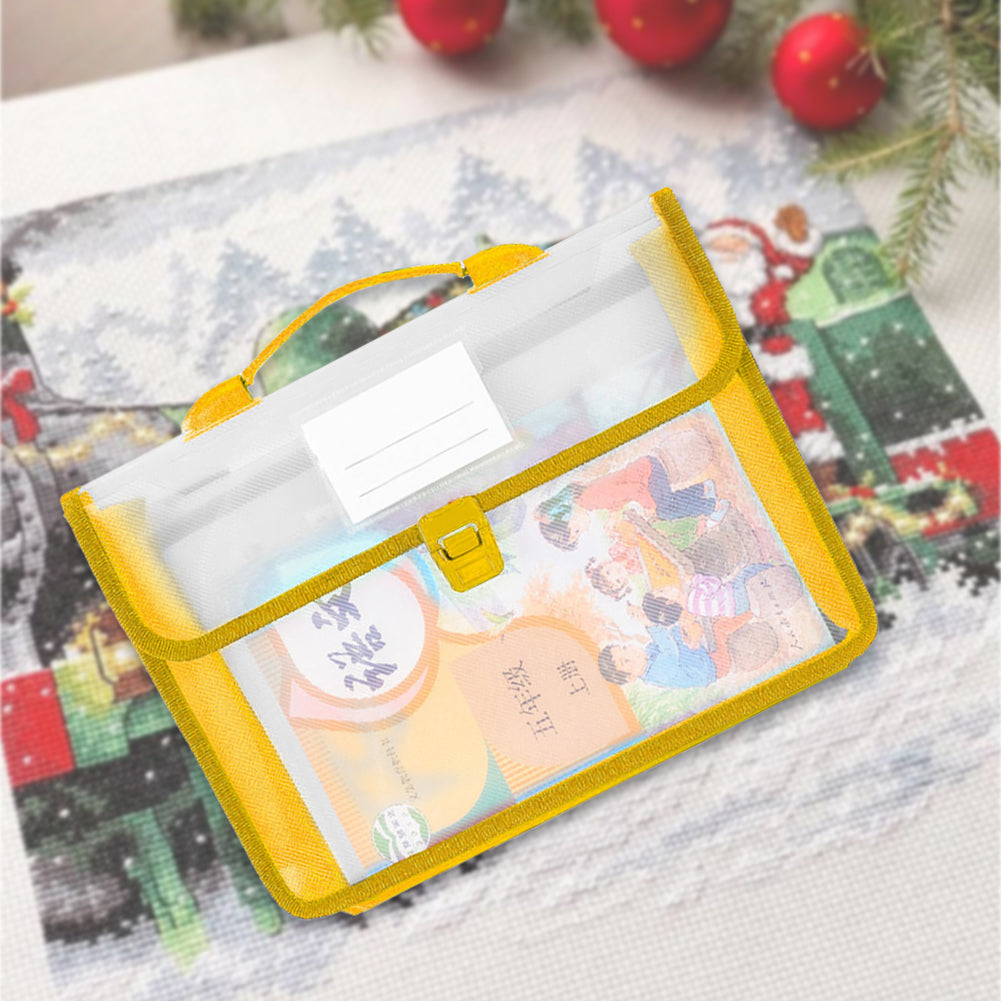 Cross Stitch Art Portfolio Bag Waterproof Storage Folder for Poster (Yellow)