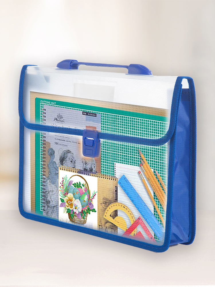 Cross Stitch Art Portfolio Bag Waterproof Storage Folder for Poster (Blue)