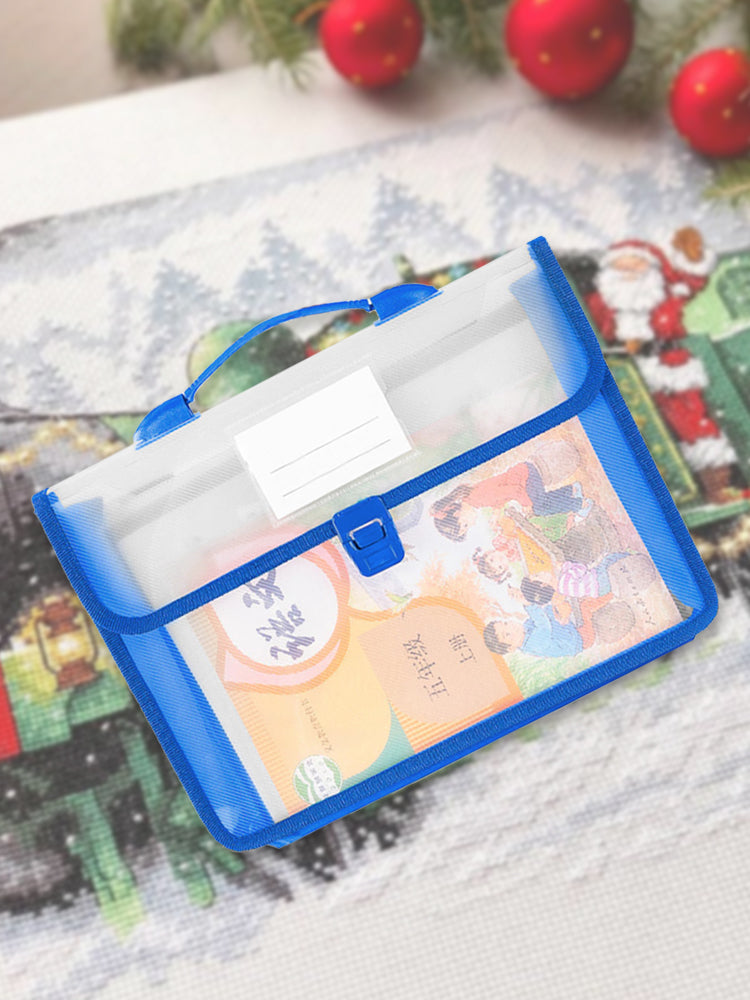 Cross Stitch Art Portfolio Bag Waterproof Storage Folder for Poster (Blue)