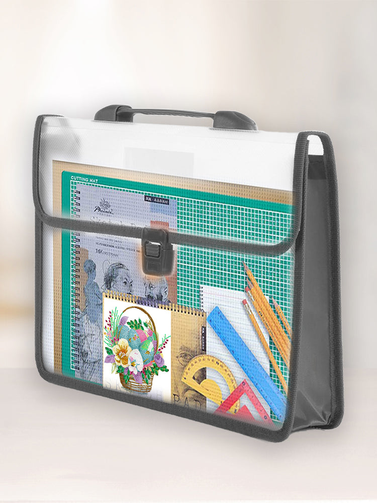Cross Stitch Art Portfolio Bag Waterproof Storage Folder for Poster (Black)
