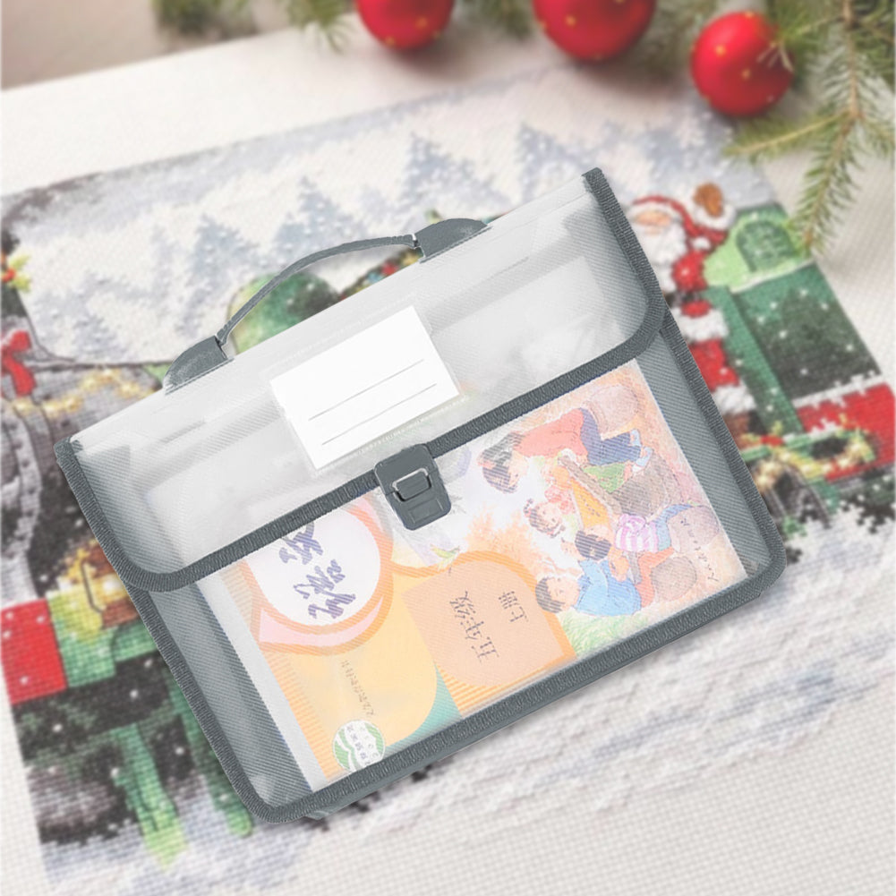 Cross Stitch Art Portfolio Bag Waterproof Storage Folder for Poster (Black)
