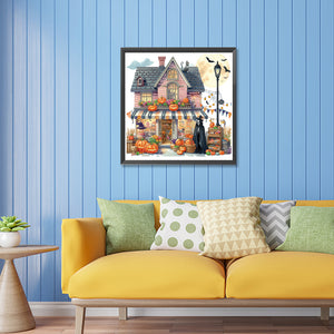Halloween Street Cabin 30*30CM(Canvas) Partial Special Shaped Drill Diamond Painting