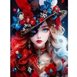 Dreamlike Star-Spangled Banner Girl 40*50CM(Canvas) Full Round Drill Diamond Painting