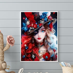 Dreamlike Star-Spangled Banner Girl 40*50CM(Canvas) Full Round Drill Diamond Painting