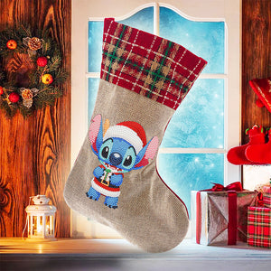 Linen Diamond Painting Christmas Socks 5D Rhinestone Xmas Socks for Kid Gift
