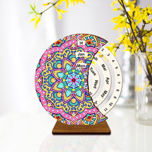 Load image into Gallery viewer, Mandala Diamond Painting Unique Wooden Rotating Calendar for Home and Office
