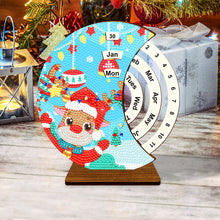 Load image into Gallery viewer, Christmas Elk Diamond Painting Unique Wooden Rotating Calendar for Home Office
