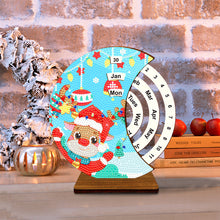 Load image into Gallery viewer, Christmas Elk Diamond Painting Unique Wooden Rotating Calendar for Home Office
