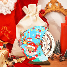 Load image into Gallery viewer, Christmas Elk Diamond Painting Unique Wooden Rotating Calendar for Home Office
