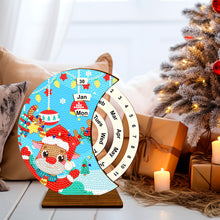 Load image into Gallery viewer, Christmas Elk Diamond Painting Unique Wooden Rotating Calendar for Home Office
