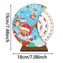 Load image into Gallery viewer, Christmas Elk Diamond Painting Unique Wooden Rotating Calendar for Home Office

