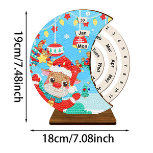 Christmas Elk Diamond Painting Unique Wooden Rotating Calendar for Home Office