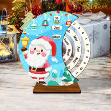 Load image into Gallery viewer, Christmas Santa Claus Diamond Painting Unique Wooden Rotating Calendar for Home and Office
