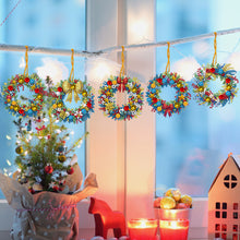 Load image into Gallery viewer, 5Pcs Acrylic Special Shaped Christmas Wreath 5D DIY Diamond Art Hanging Decor
