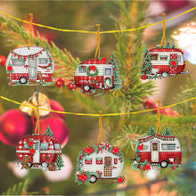 Load image into Gallery viewer, 6Pcs Acrylic Special Shaped Christmas Red Car 5D DIY Diamond Art Hanging Decor
