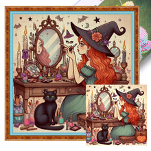 Load image into Gallery viewer, Yishu - Witch Wearing Makeup - 50*50CM 11CT 3 Stamped Cross Stitch
