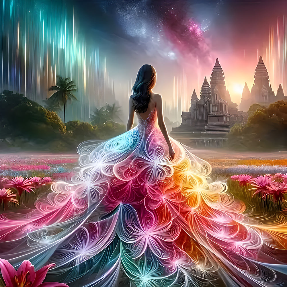 Girl With A Fancy Skirt 40*40CM(Canvas) Full Round Drill Diamond Painting