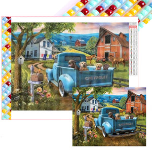 Puppy On Truck 50*40CM(Picture) Full Square Drill Diamond Painting