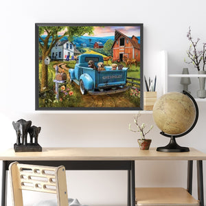Puppy On Truck 50*40CM(Picture) Full Square Drill Diamond Painting