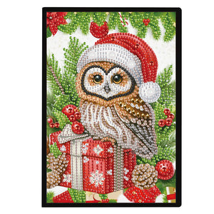 50 Pages A5 Special Shaped Christmas Owl 5D Diamond Painting Notebook for Teens