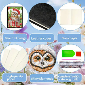50 Pages A5 Special Shaped Christmas Owl 5D Diamond Painting Notebook for Teens